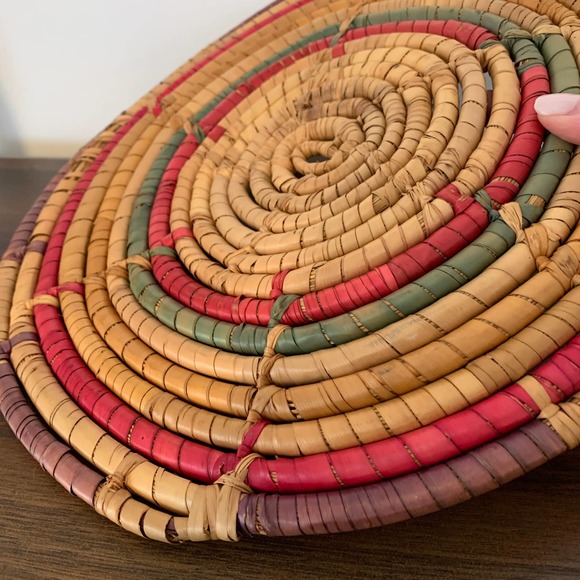 Woven Seagrass Coiled Wall Trivet Basket Boho - Picture 5 of 8